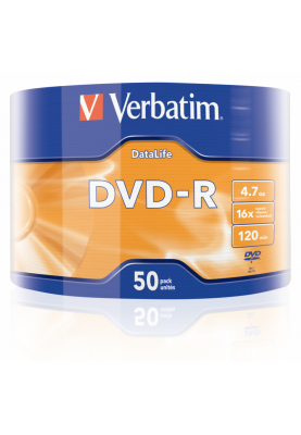 Диск Verbatim DVD-R 4,7Gb 16x DATA LIFE Tape Wrap 50 pcs (43791) (6267030)