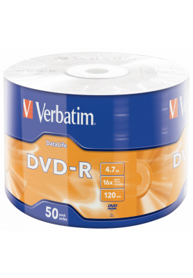 Диск Verbatim DVD-R 4,7Gb 16x DATA LIFE Tape Wrap 50 pcs (43791) (6267030)