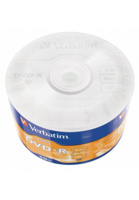 Диск Verbatim DVD-R 4,7Gb 16x DATA LIFE Tape Wrap 50 pcs (43791) (6267030)