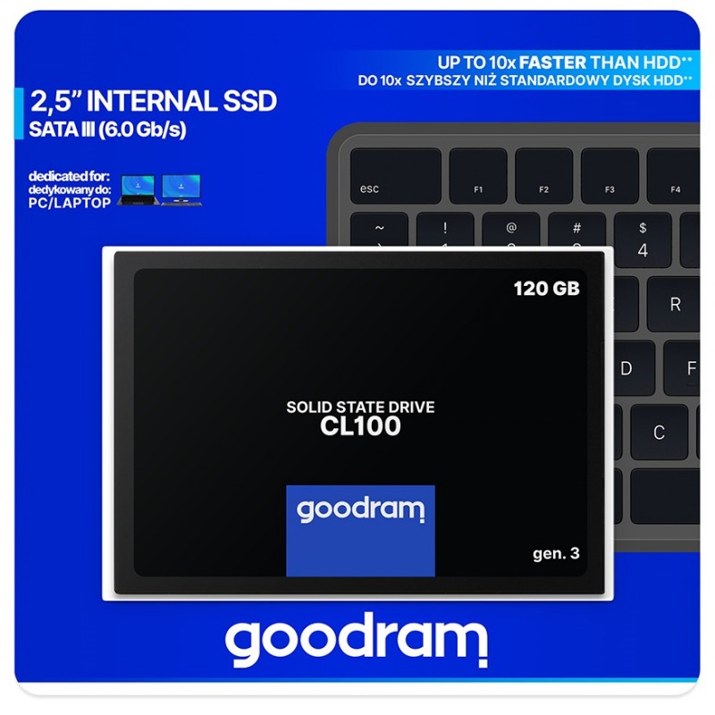 SSD накопичувач Goodram CL100 120GB GEN.3 SATAIII TLC (SSDPR-CL100-120-G3) (6590627)