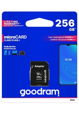 Карта пам'яті GoodRam microSDXC 256GB UHS-I (M1AA-2560R12) + SD адаптер (6570508)