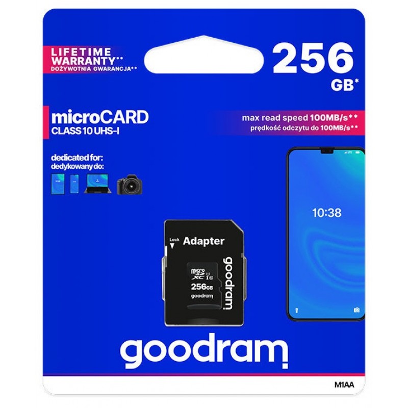 Карта пам'яті GoodRam microSDXC 256GB UHS-I (M1AA-2560R12) + SD адаптер (6570508)