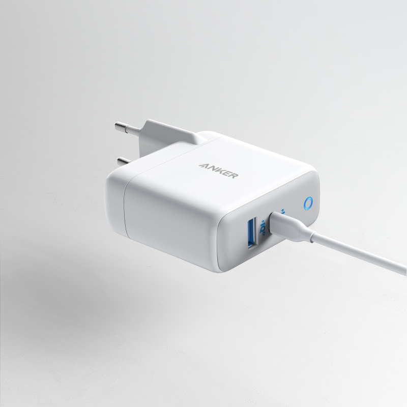 Мережевий зарядний пристрій Anker PowerPort+ Atom III 45W USB-C+15W USB-A White (6595855)