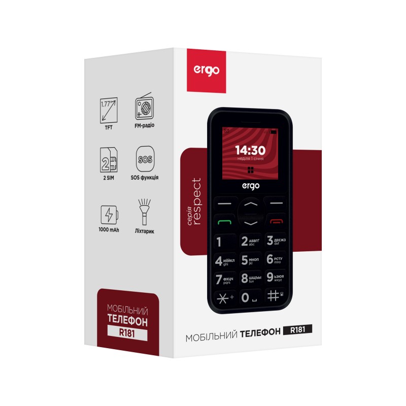 Мобільний телефон ERGO R181 Dual Sim Black (6653747)