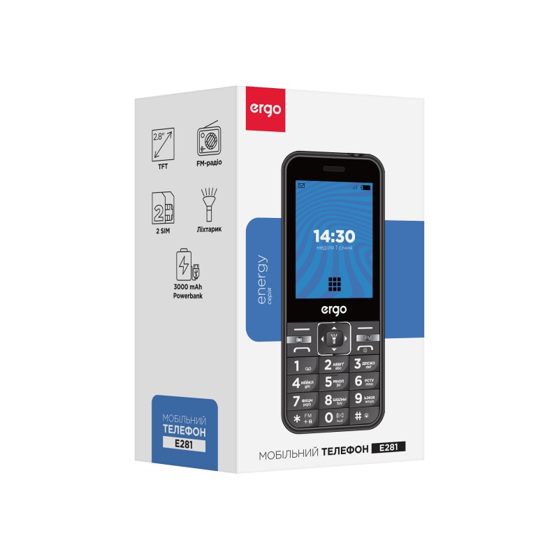 Мобільний телефон ERGO E281 Dual Sim Black (6653749)