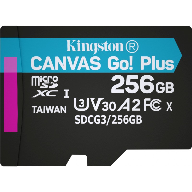 Карта пам'яті Kingston microSDXC 256GB Canvas Go+ U3 V30 (SDCG3/256GBSP) (6702579)