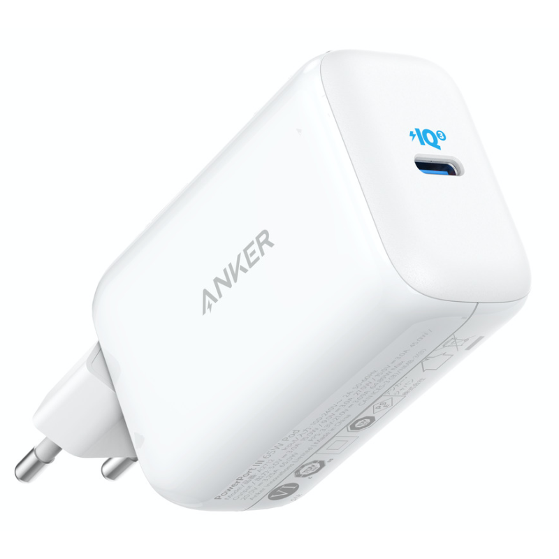 Мережевий зарядний пристрій Anker PowerPort III - 65W Pod PPS+GaN White (6595758)