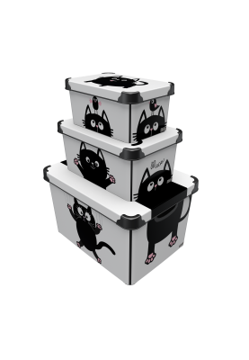 Контейнер Qutu Style Box Meow Black, 20 л (6709289)