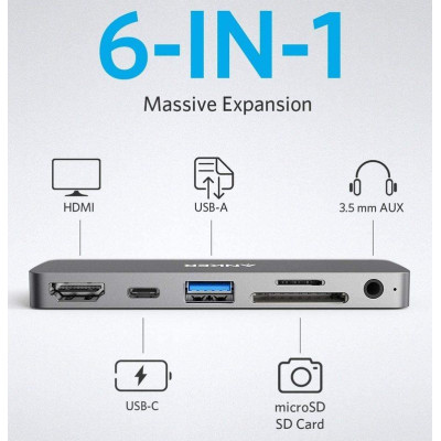 Перехідник Anker PowerExpand Direct 6-in-1 USB-C PD Media Hub (Gray) (6705830)