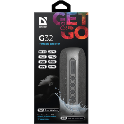 Портативна колонка Defender G32 20Вт, Black (65232) (6700995)