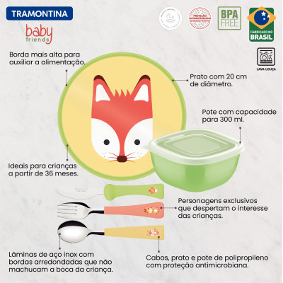 Набір дитячого посуду Tramontina Baby Friends, 5 предметів (6710900)