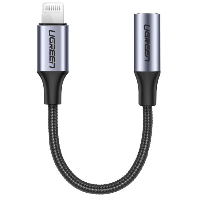 Кабель Ugreen US211 Lightning - 3.5mm F Audio Adapter 10см (Gray) (6776818)