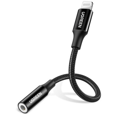 Кабель Ugreen US211 Lightning - 3.5mm F Audio Adapter 10см (Gray) (6776818)