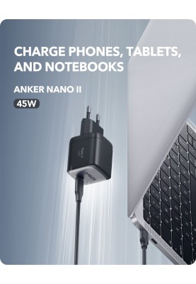 Мережевий зарядний пристрій Anker PowerPort 713 Nano II - 45W USB-C GaN (Black) (6812336)