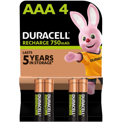Акумулятори Duracell Rechargeable AAА 750 mAh, 4 шт. (6832571)