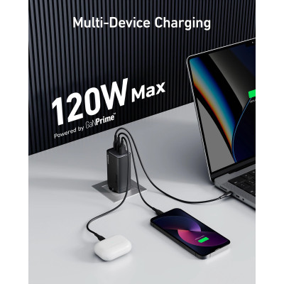 Мережевий зарядний пристрій Anker PowerPort 737 GaNPrime - 120W 2xPD & 1xPIQ PPS/DPDS (6837238)