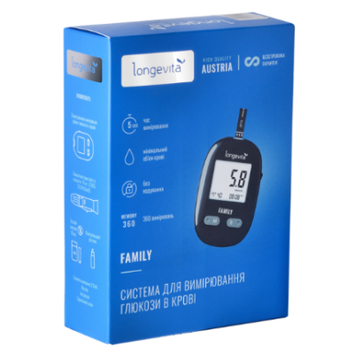 Глюкометр Longevita Family Система для вимірювання глюкози в крові (6806076)
