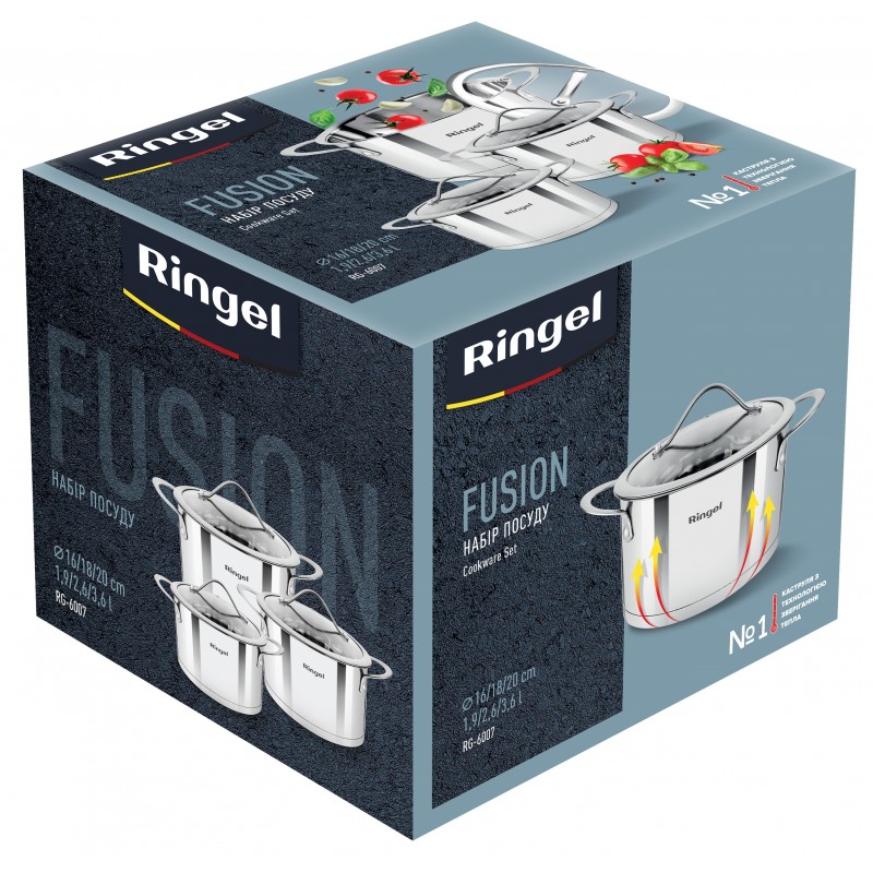 Набір посуду Ringel Fusion 6 пр. 1.9 л+2.6 л+3.6 л (6733720)