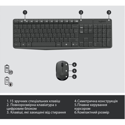 IT набір Logitech MK235 Wireless Combo, US (920-007931)  (6836267)