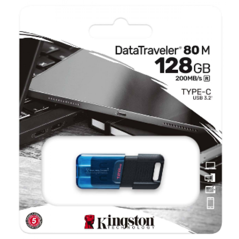 Flash Drive Kingston DT80M 256GB 256MB/s USB-C 3.2  (6857583)