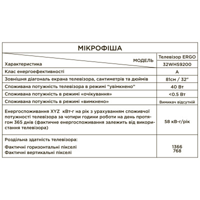 LED-телевізор ERGO 32WHS9200 (6861504)