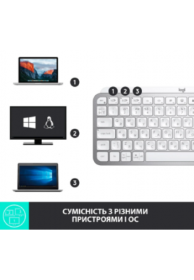 Клавіатура Logitech MX Keys Mini Minimalist Wireless US Pale Grey (920-010499) (6836256)