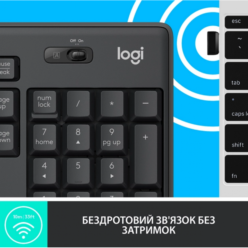 IT набір Logitech MK295 Silent Wireless Combo, US, Graphite (920-009800) (6836269)