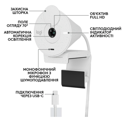 Веб-камера Logitech BRIO 300 FHD White (960-001442) (6857746)