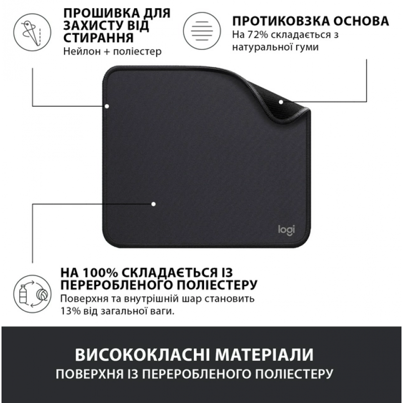 Килимок для мишi Logitech Studio Series Graphite (956-000049) (6794330)