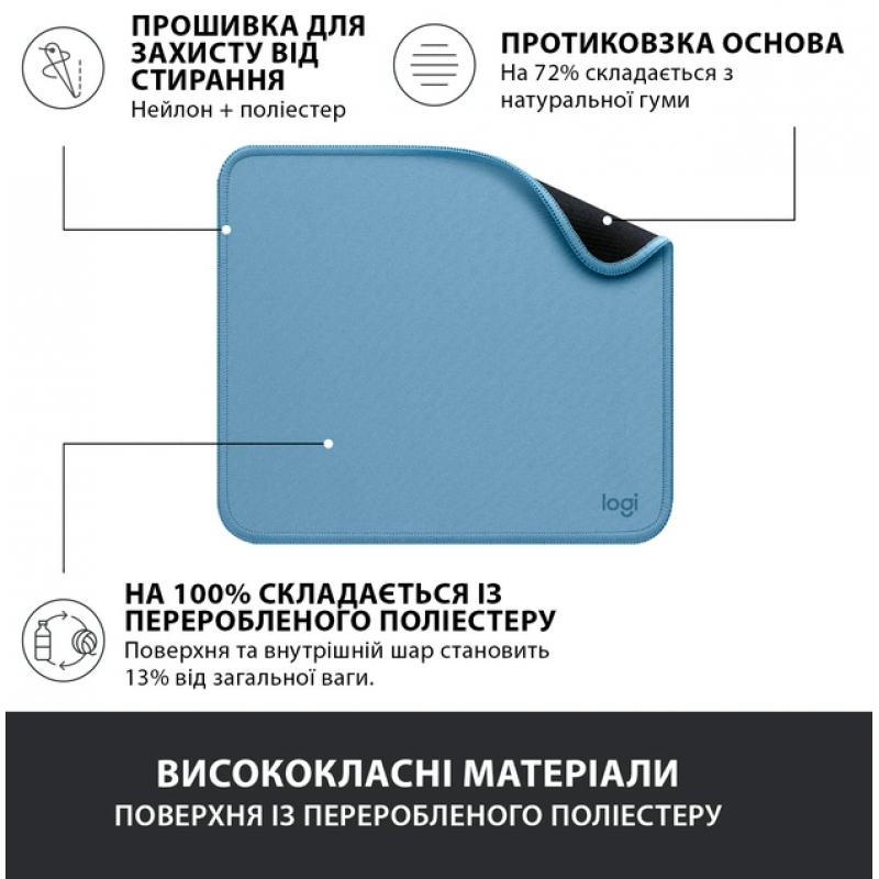 Килимок для мишi Logitech Studio Series Blue (956-000051) (6794332)