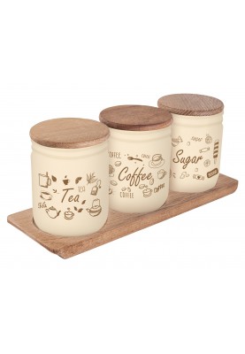 Банка Herevin Wooden Set-Beige-Browm Tea-Coffee-Sugar 0.446 л. (6856608)