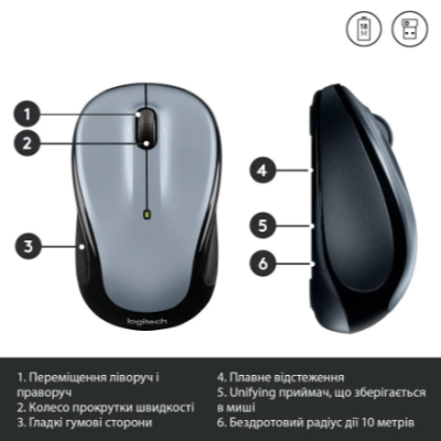 Миша комп'ютерна Logitech M325s Wireless Light Silver (910-006813) (6848840)