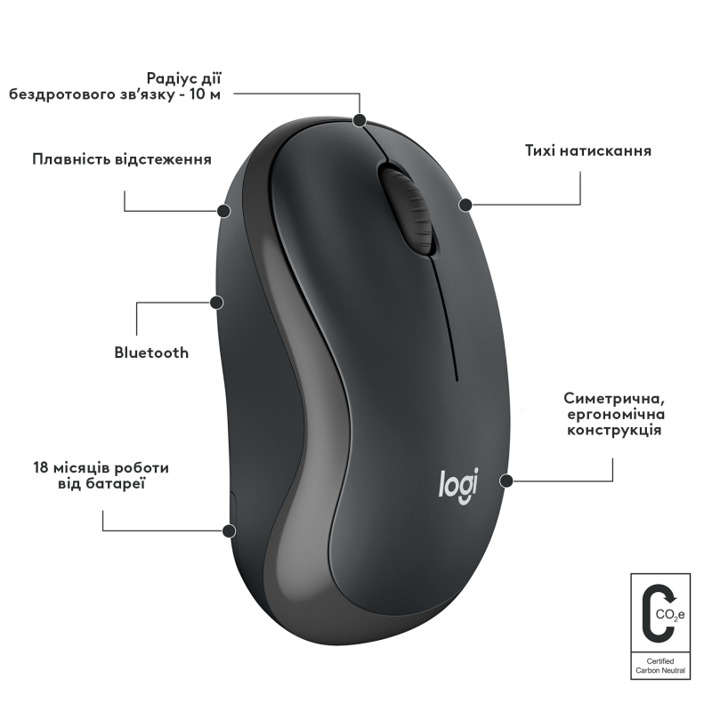 Миша Logitech M240 Silent Bluetooth Graphite (6878946)