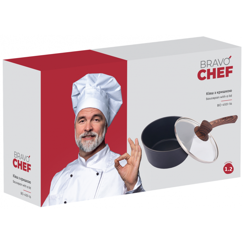 Ківш Bravo Chef класичний 16 см (1.2 л) з кришкою (6859883)