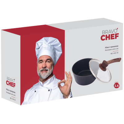 Ківш Bravo Chef класичний 18 см (1.6 л) з кришкою (6859884) Ківш Bravo Chef класичний 18 см (1.6 л) з кришкою (6859884)