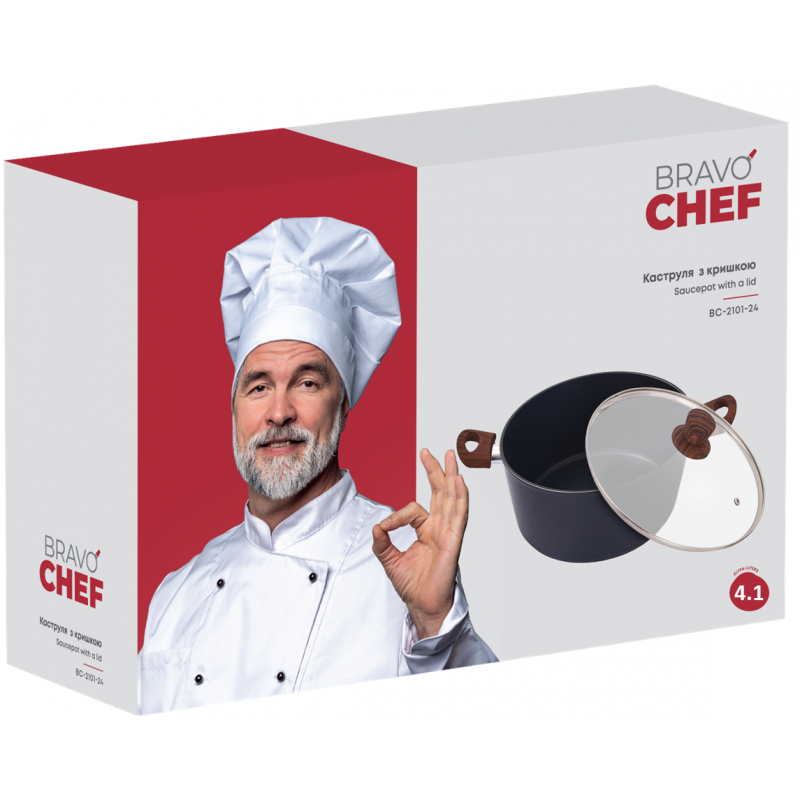 Каструля Bravo Chef класична 24 см (4.1 л) з кришкою (6859888)