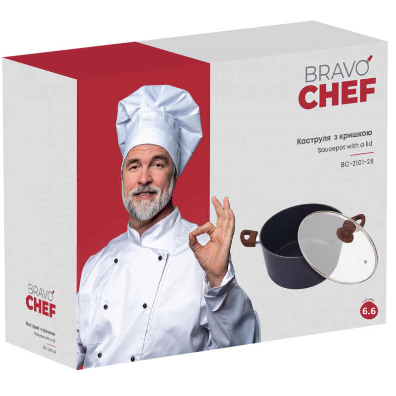 Каструля Bravo Chef класична 28 см (6.6 л) з кришкою (6859890)