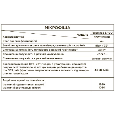 Телевізор ERGO 32WFS9200 (6901471)