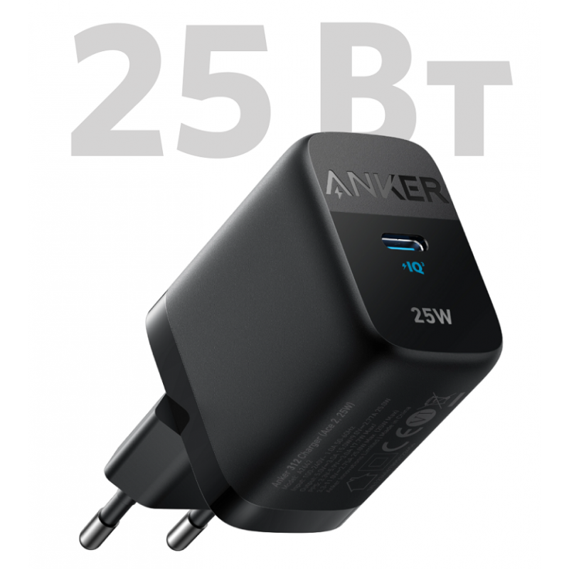 Мережевий зарядний пристрій Anker PowerPort 312 - 25W USB-C Black (6908153)