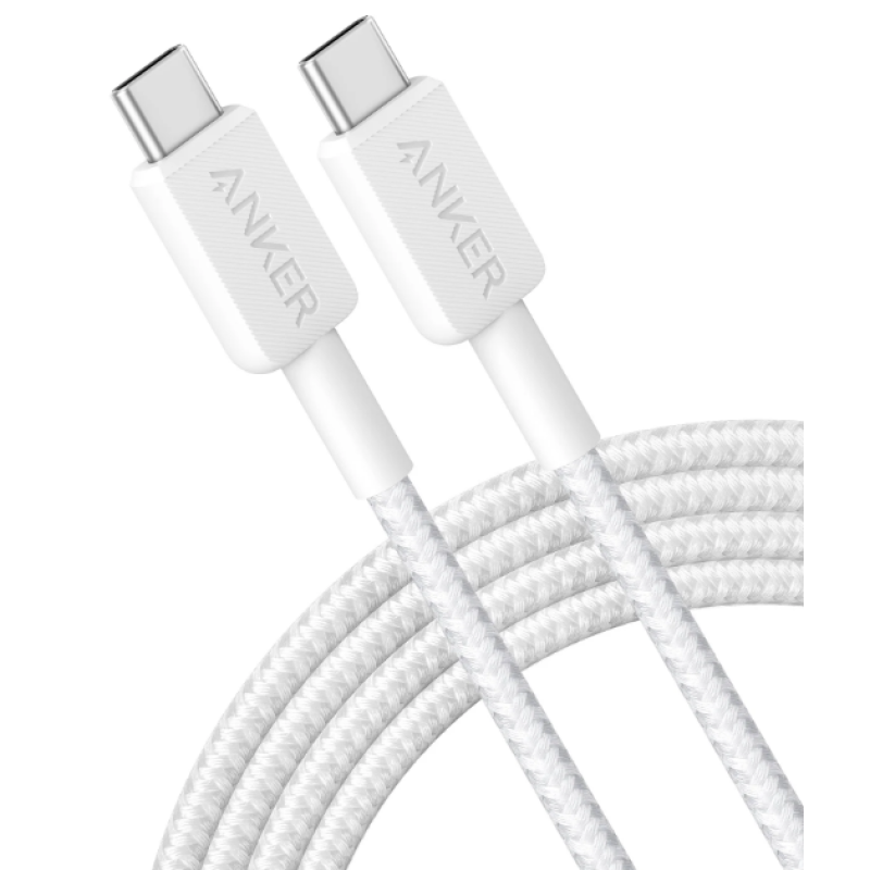 Кабель Anker 322 USB-C to USB-C - 1.8m Nylon White (6908157)