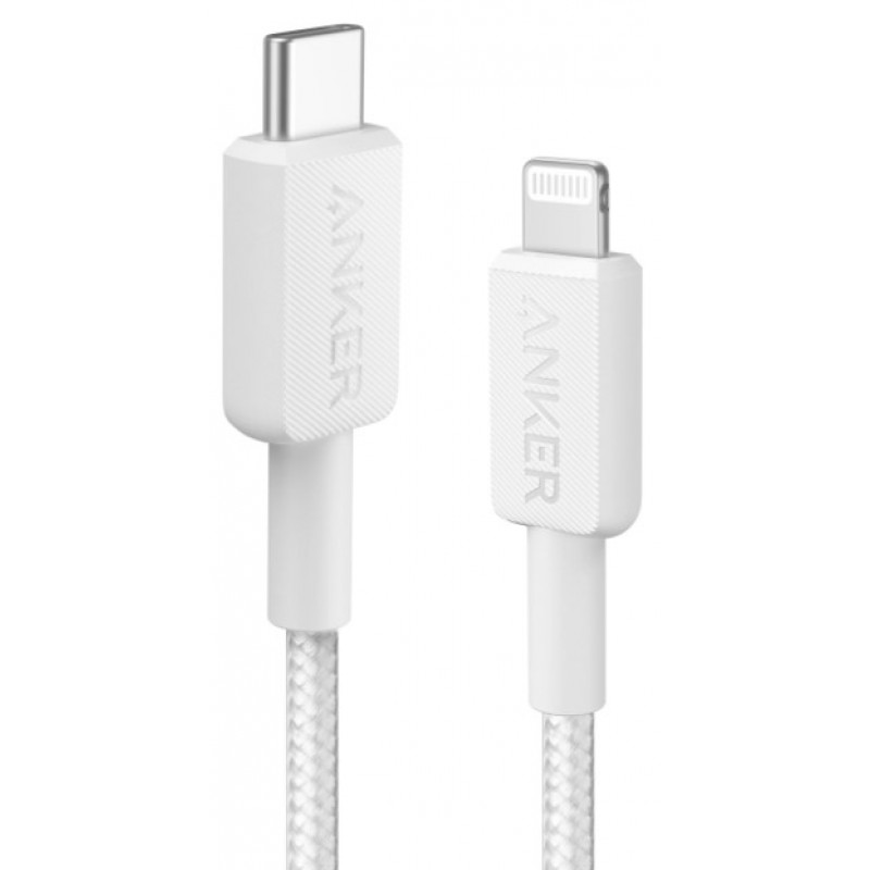 Кабель Anker 322 USB-C to Lightning - 0.9m Nylon White (6908996)