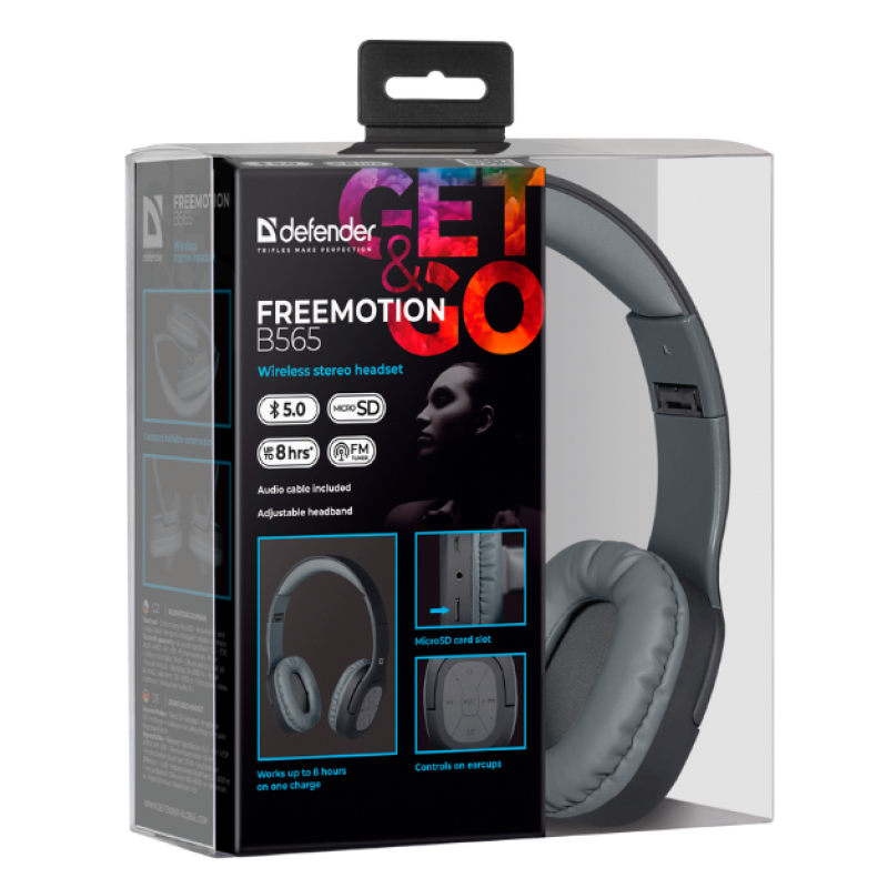 Гарнітура Defender FreeMotion B565 Bluetooth, Gray (63565) (6918548)