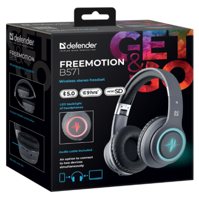 Гарнітура Defender FreeMotion B571 Bluetooth LED, Gray (63571) (6918549)