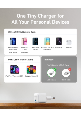 Мережевий зарядний пристрій Anker PowerPort 512 - 20W USB-C White (6924817)