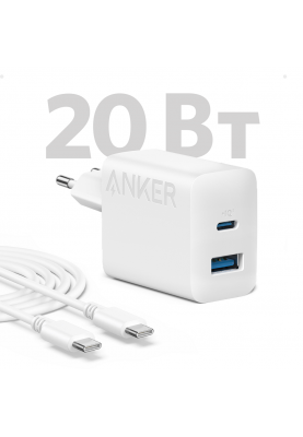 Мережевий зарядний пристрій Anker PowerPort - 20W USB-C&USB-A + USB-C cable White (6924822)