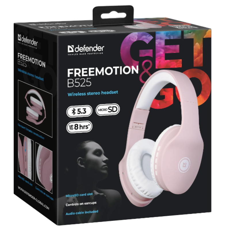 Гарнітура Defender FreeMotion B525 White/Pink (63528)  (6787950)
