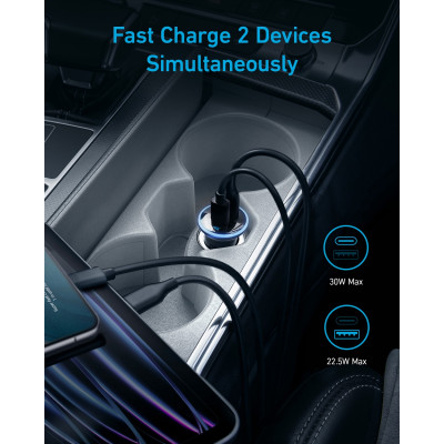 Автомобільний зарядний пристрій Anker PowerDrive 323 - 30W PD + 22.5W USB-A Black (6940427)