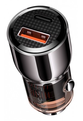 Автомобільний зарядний пристрій XO CC58 95W Car Charger Type-C PD 65W + USB-A 30W (Gray)  (6974562)