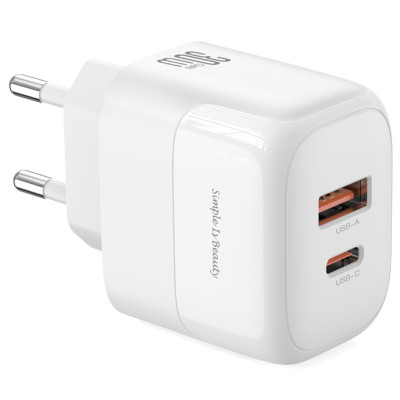 Мережевий зарядний пристрій XO L138 - 30W PD USB-C & 18W QC USB-A White (6974566)