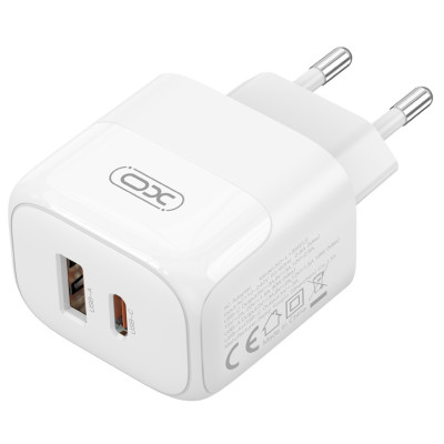 Мережевий зарядний пристрій XO L138 - 30W PD USB-C & 18W QC USB-A White (6974566)